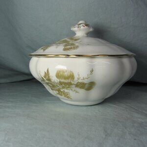 Hammersley gold thistle candy bonbon dish with lid vintage (W2471)